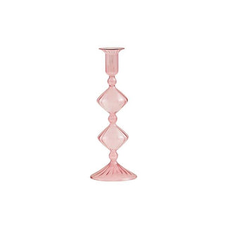 pink glass taper holder