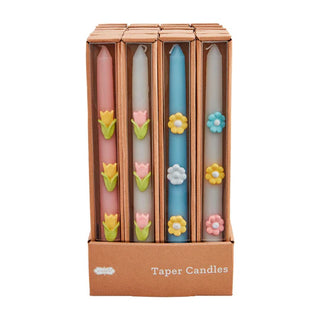 spring flower taper candles - assorted