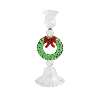 wreath christmas glass taper holder