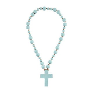 blue beaded cross decor