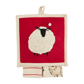 christmas sheep pot holder & towel set
