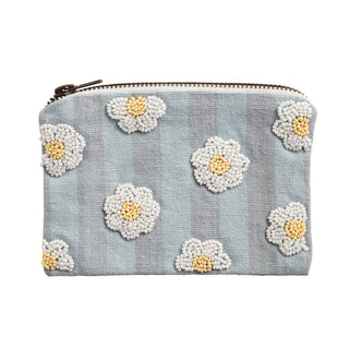 beaded & embroidered flower zipper pouches - assorted