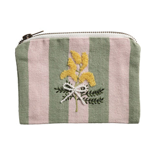 beaded & embroidered flower zipper pouches - assorted