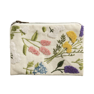 beaded & embroidered flower zipper pouches - assorted