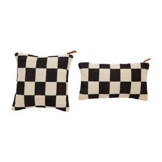dhurrie check pillow - assorted