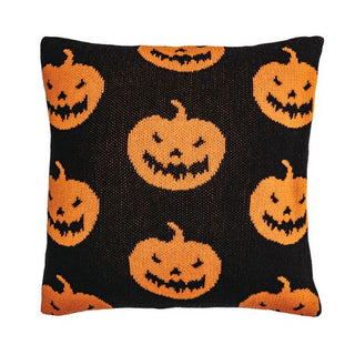 jack-o-latern halloween knit pillow
