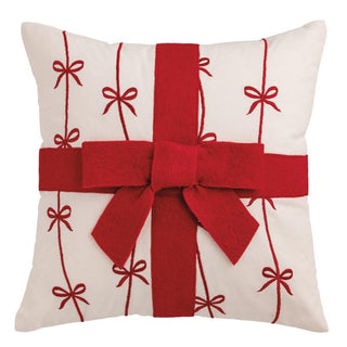 bow felted wool pillow