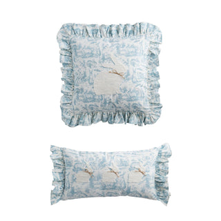 blue toile bunny pillow - assorted