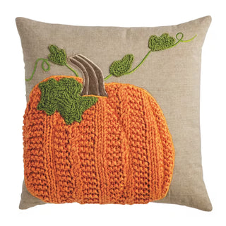 square pumpkin vine pillow