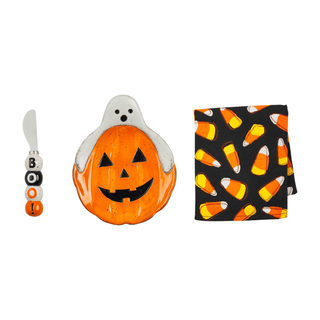 pumpkin halloween plate set