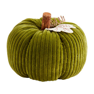 green corduroy pumpkin sitter