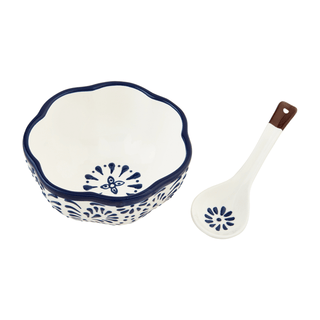 blue salsa bowl set