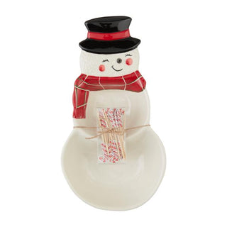 snowman double dish & toothpick set