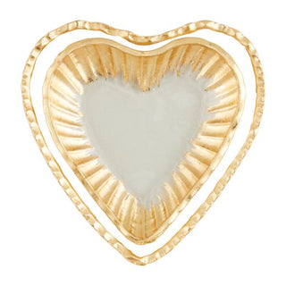 glass heart tidbit tray set