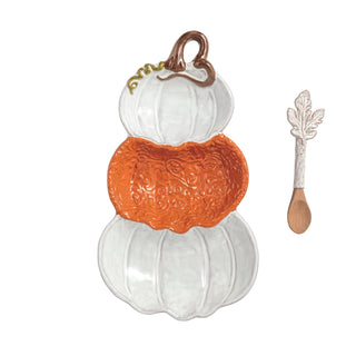 stacked pumpkin triple tidbit set