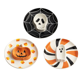 halloween round dishes - assorted