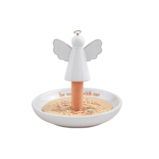 angel ceramic bird feeder