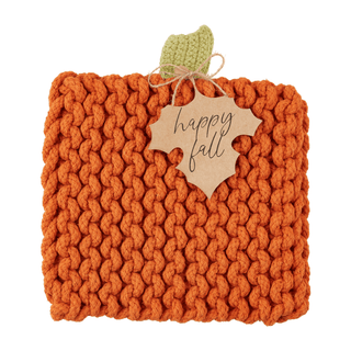 orange pumpkin knit trivet