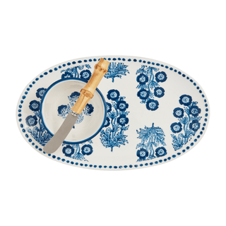 block print tray and tidbit set