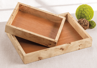 burl wood trays - assorted