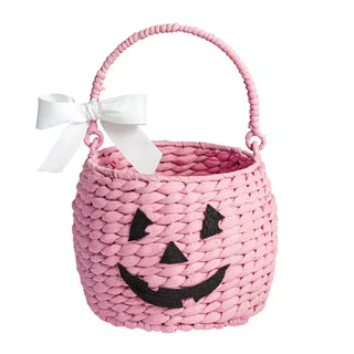 pink jack-o-lantern treat basket