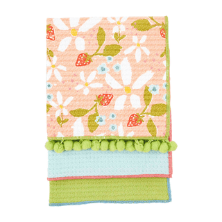 strawberry floral towel set of 2