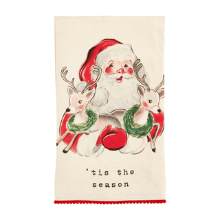 santa and reindeer hand towel