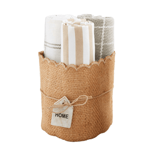 check jute towel bucket