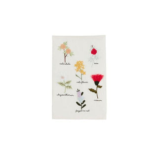 flower embroidered towel
