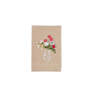 flower in vase embroidered towel