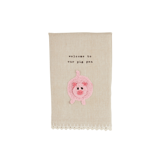 pig farm animal crochet towel