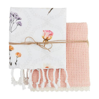 flower dish towel set