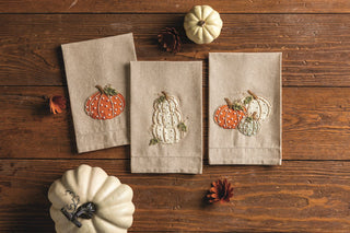 pumpkin french knot towels - assorted