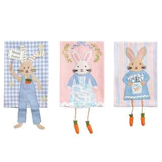 bunny dangle leg hand towels - assorted