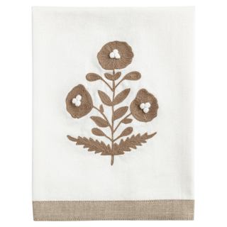 cream embroidered tea towel
