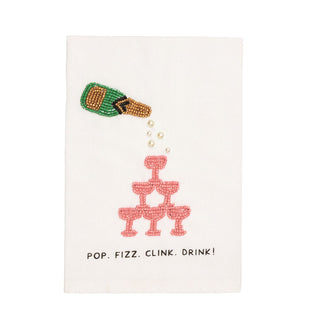 champagne beaded bar towel