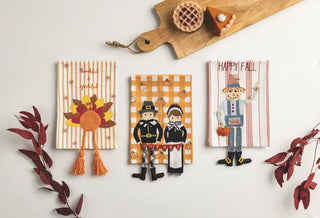 fall dangle leg dish towels - assorted