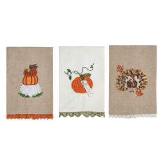 beaded embroidery gather towels - assorted