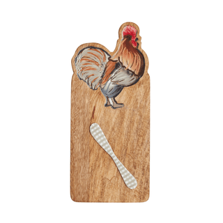 rooster enamel wood board set