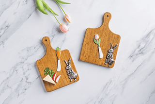 bow bunny wood board set - assorted