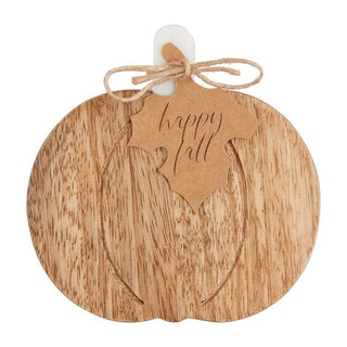wood & marble pumpkin coaster set