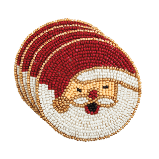 santa beaded coaster set