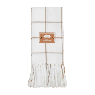 taupe windowpane napkin, set of 4