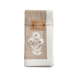 tan embroidered napkin set