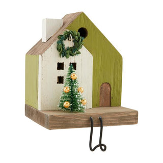 green christmas house stocking holder