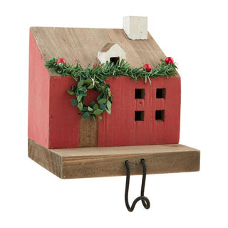 red Christmas house stocking holder