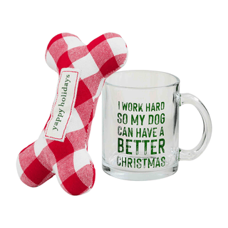 work hard dog mug set