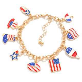 americana charm chain link bracelet