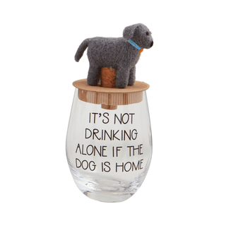 drink alone glass topper set