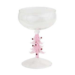 pink christmas tree coupe glass